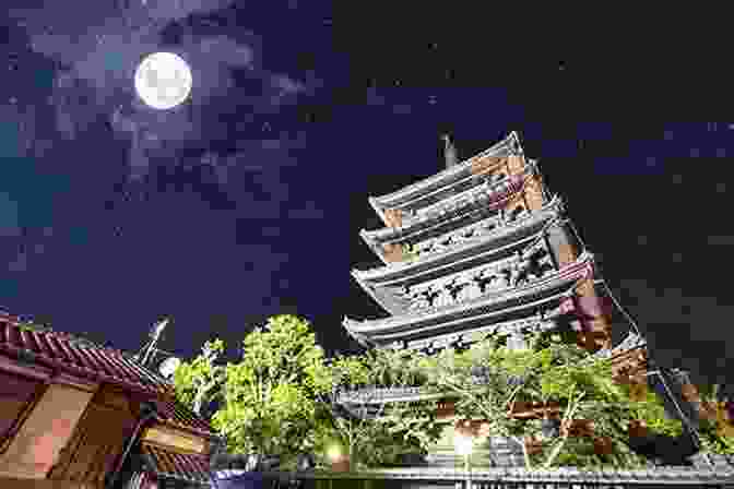 A Shadowy Figure Emerging From A Japanese Temple In The Moonlight Manga Yokai Stories: Ghostly Tales From Japan (Seven Manga Ghost Stories)