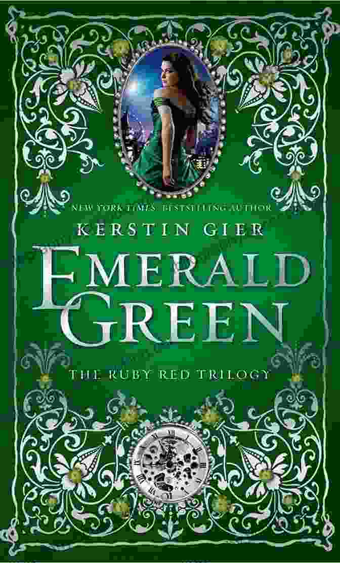 Emerald Green Book Cover, Featuring A Young Girl With Long Green Hair And Piercing Brown Eyes, Set Against A Backdrop Of A Shimmering Emerald Lake Sapphire Blue (Ruby Red Trilogy 2)