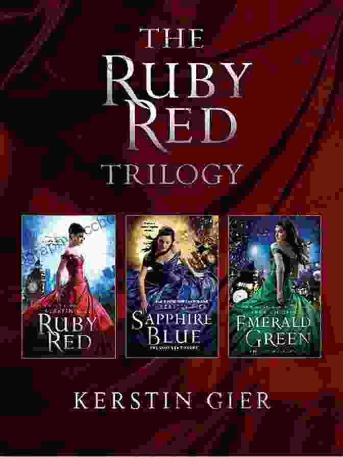 Ruby Red Book Cover, Featuring A Young Girl With Long Red Hair And Piercing Green Eyes, Set Against A Backdrop Of A Fiery Red Sunset Sapphire Blue (Ruby Red Trilogy 2)