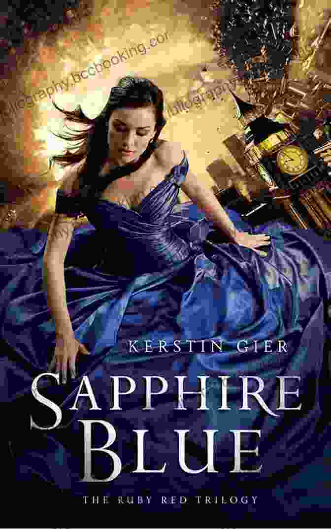 Sapphire Blue Book Cover, Featuring A Young Girl With Long Blue Hair And Piercing Blue Eyes, Set Against A Backdrop Of A Shimmering Blue Ocean Sapphire Blue (Ruby Red Trilogy 2)